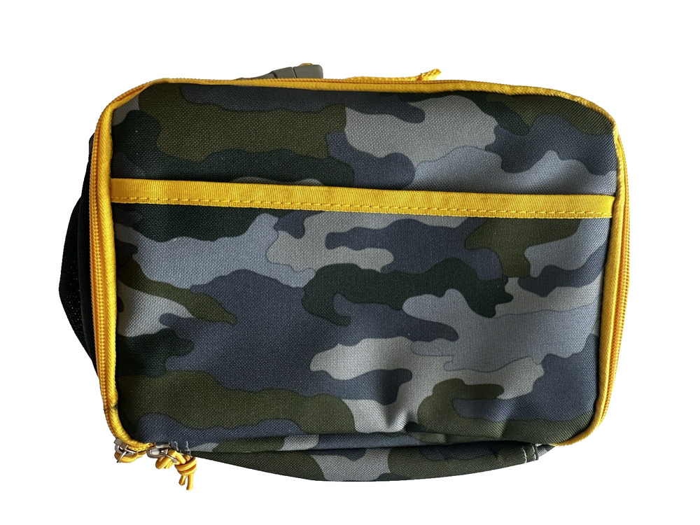 Cat & Jack Target Insulated Lunch Bag Blue/Green Camo zipper Drink holder NWOT